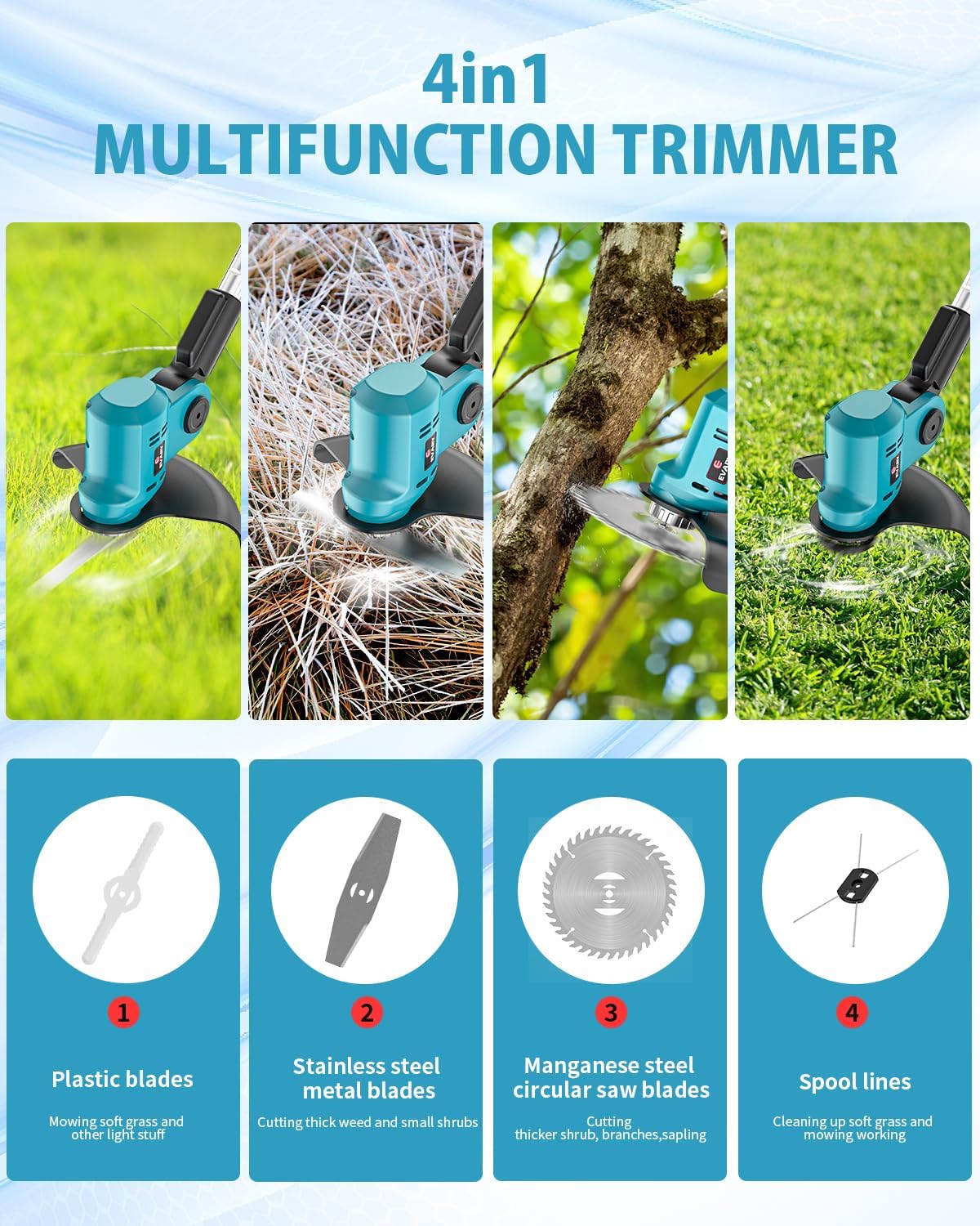 21V Cordless String Trimmer with 6000mAh Battery Y381618