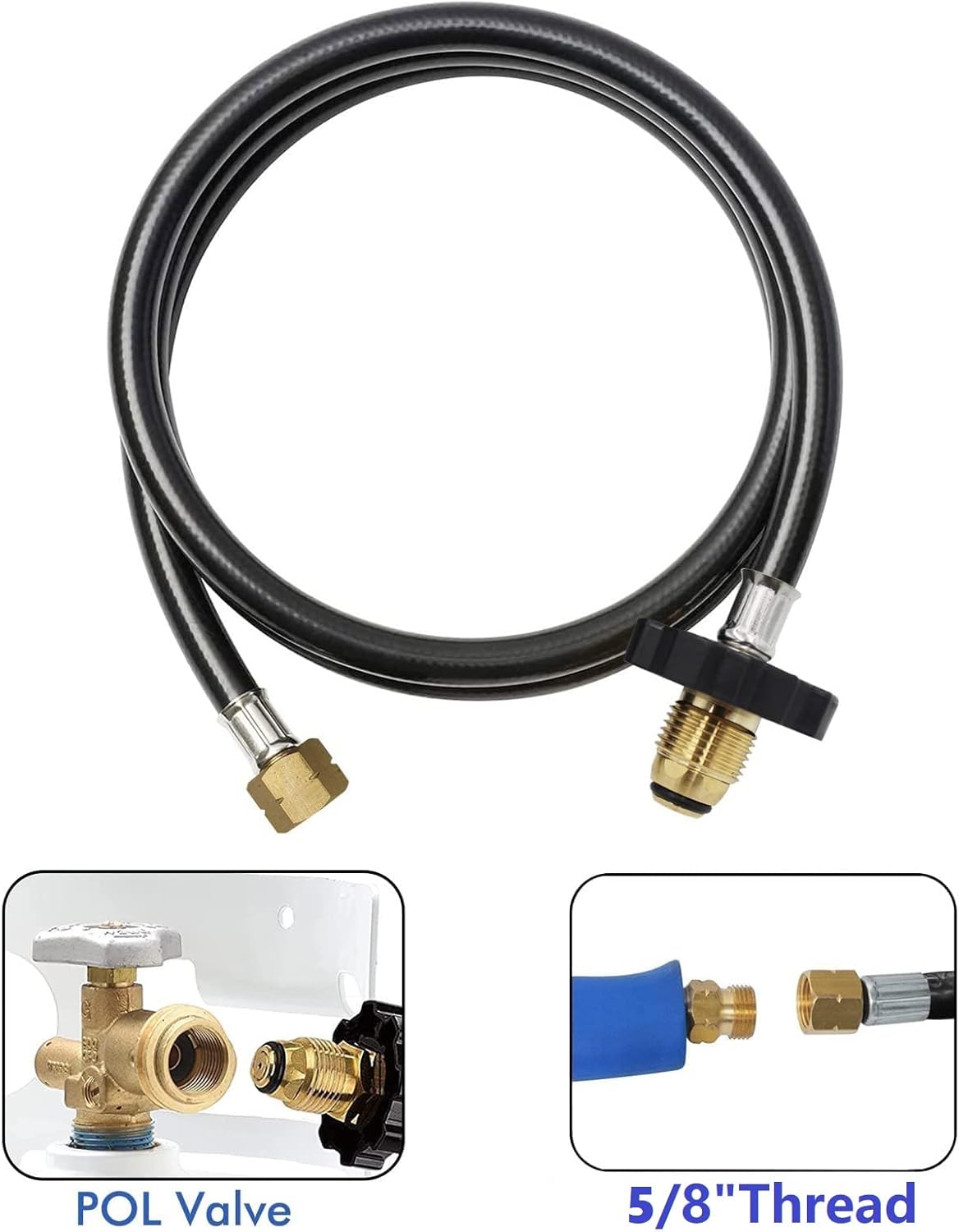 350PSI Soft Nose P.O.L Valve with 12 Feet Propane Weed Burner Torch Hose Adapter F652