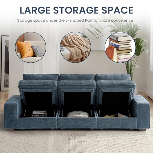 100" Chenille Fabric Modular Sofa with Seats Storage S71884