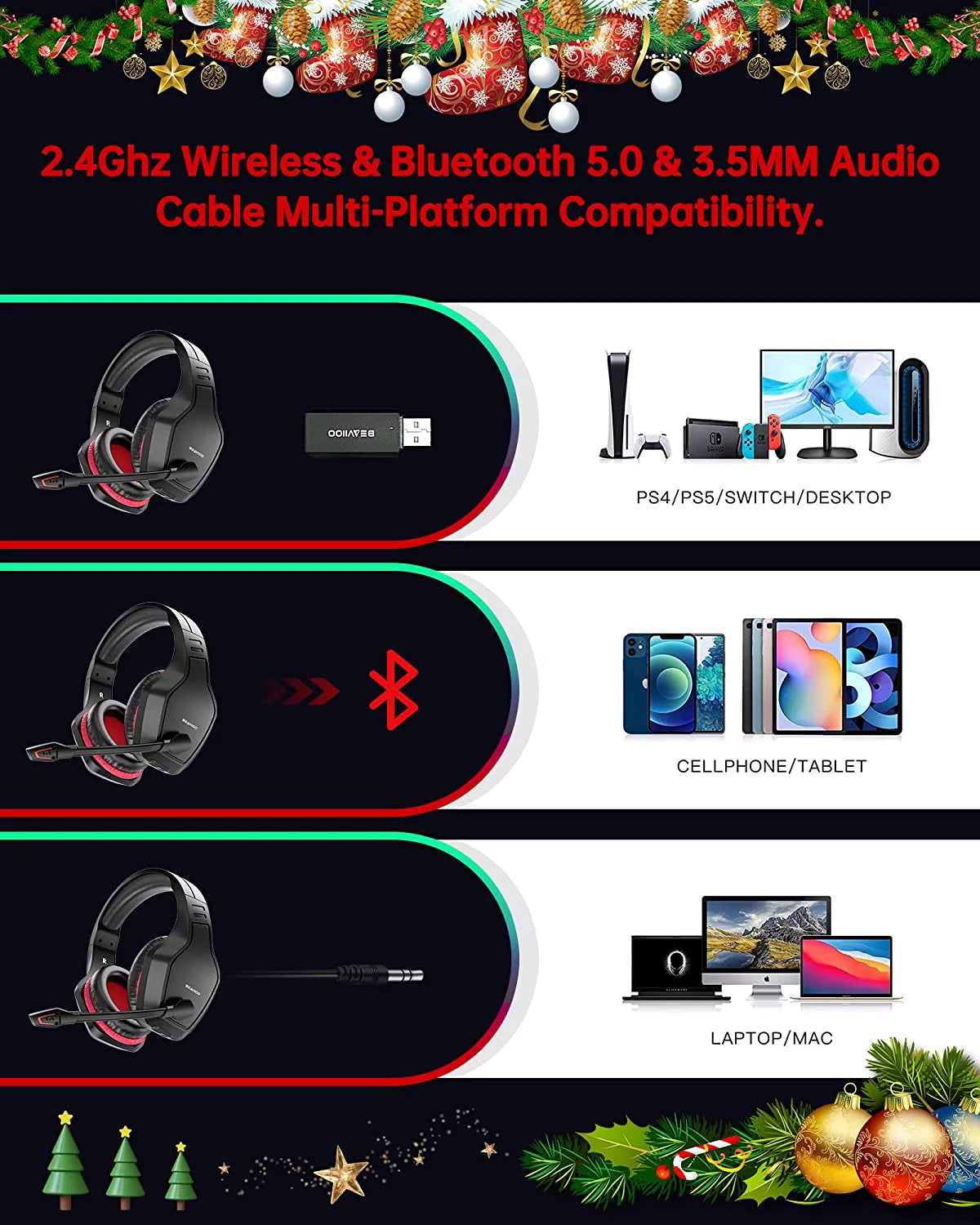 2.4G Wireless Gaming Headset with Mic T26510