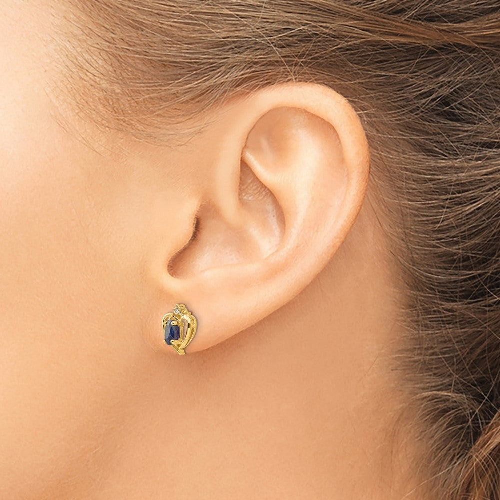 14k Sapphire and Diamond Heart Earrings G808276