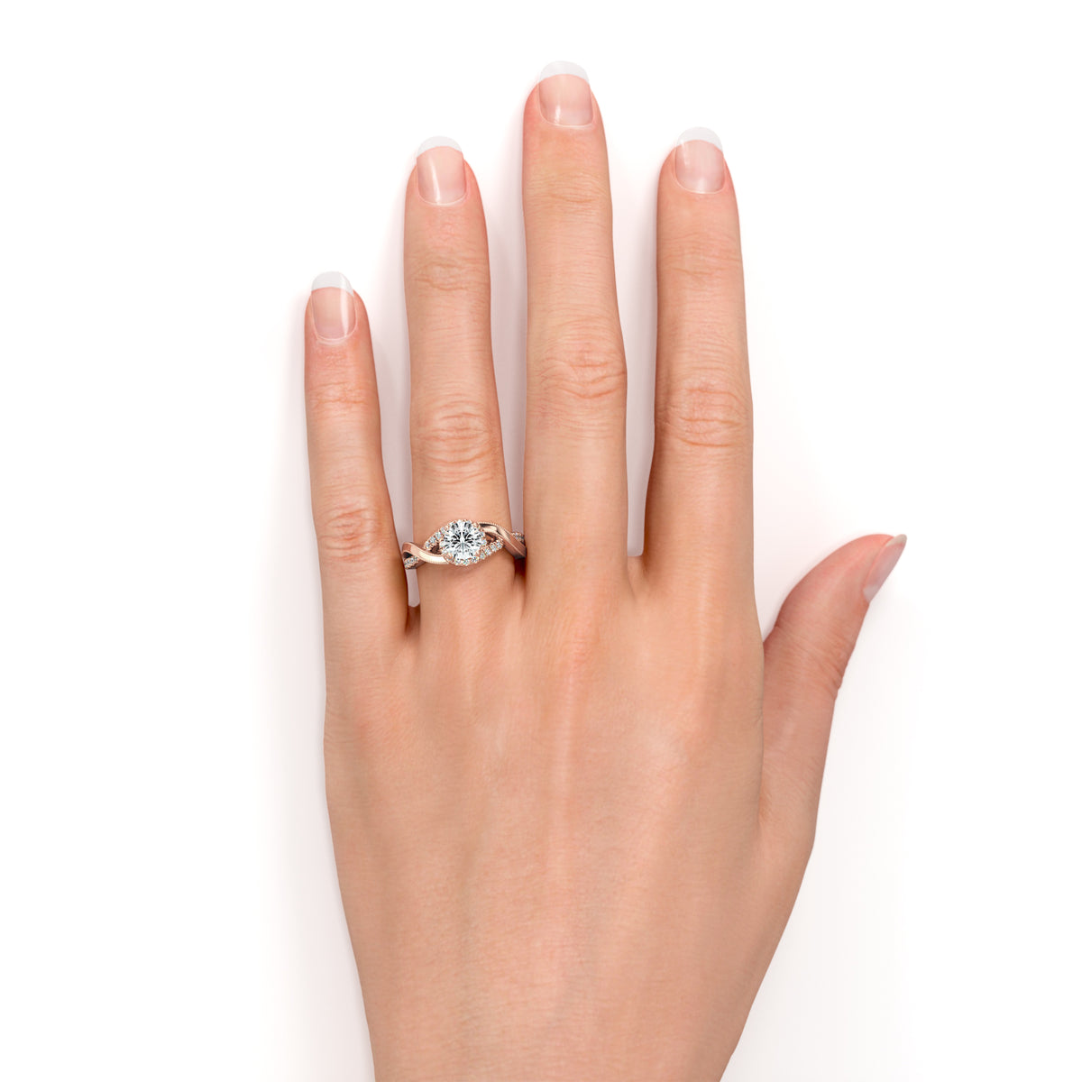 10K Rose Gold Twisted Band Engagement Ring U315
