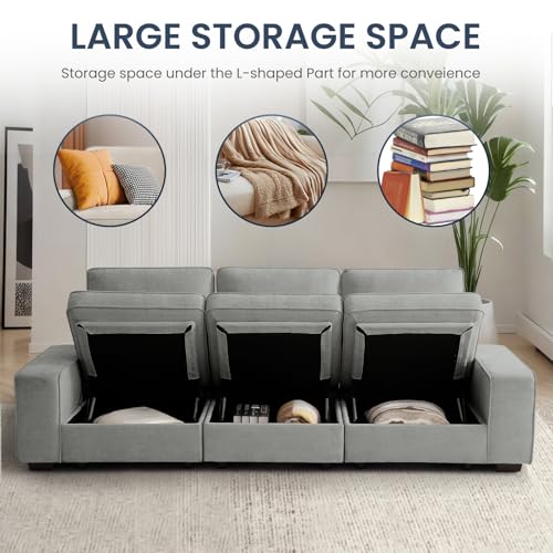 100" Chenille Fabric Modular Sofa with Seats Storage S71884