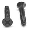 #8-18 x 1 3/4 Sheet Metal Screw Phillips Flat Head Type AB Low Carbon Steel Black Zinc Plated G473881