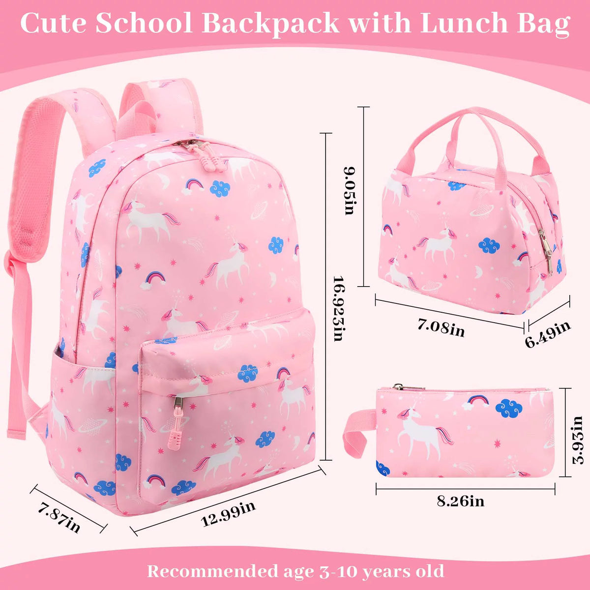 Pink Canvas School Backpack with USB Charging Port K448