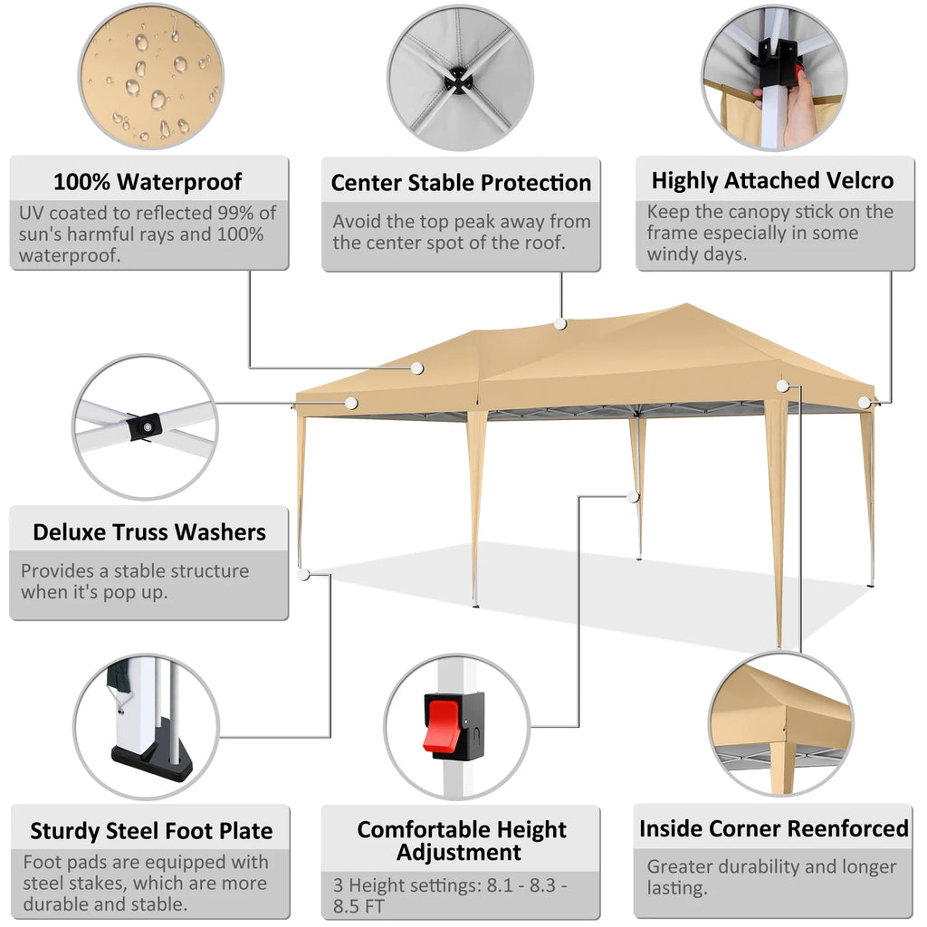 10' x 20' Pop Up Canopy Tent with Carrying Bag T329