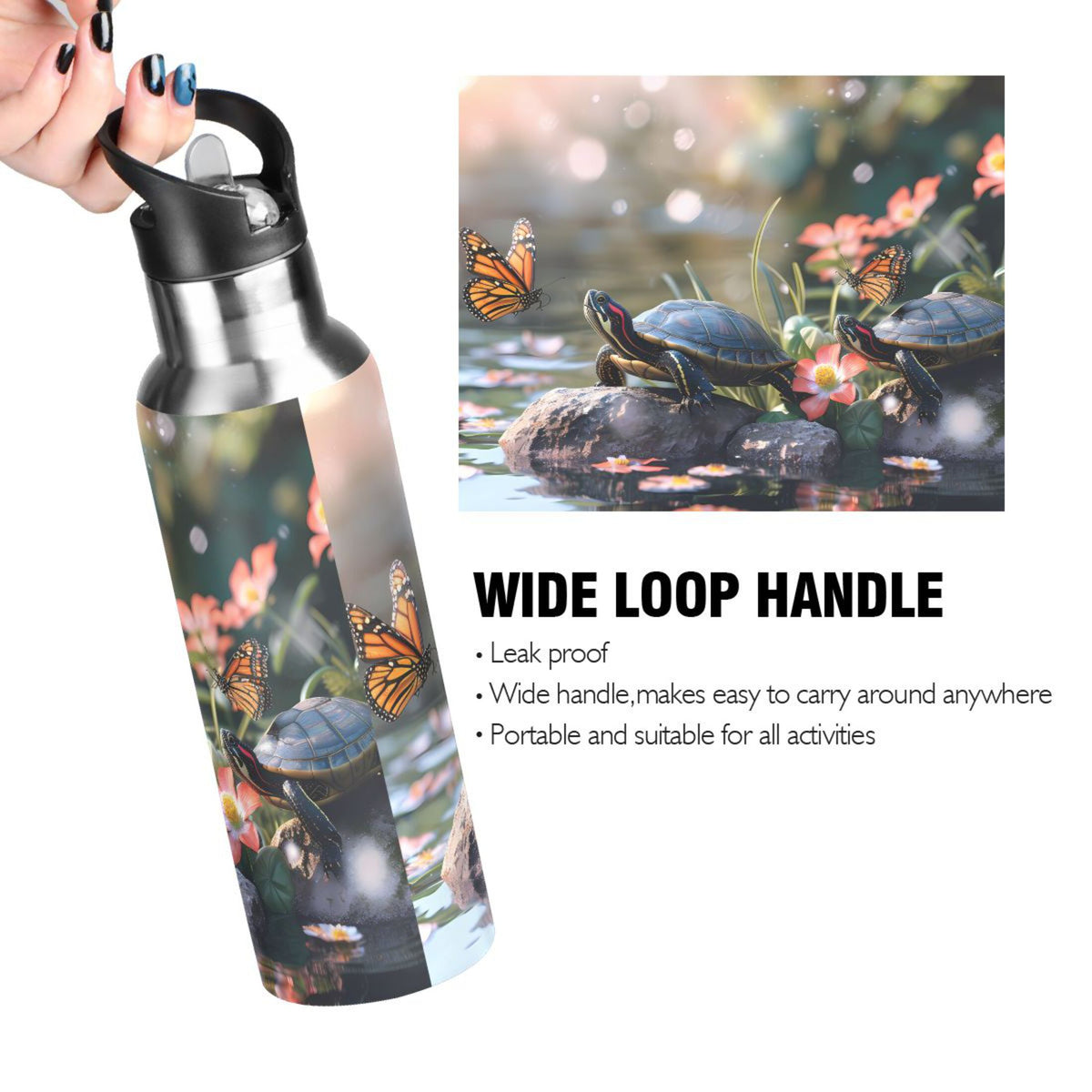 Insulated Stainless Steel Water Bottle with Straw Lid 20 oz J966