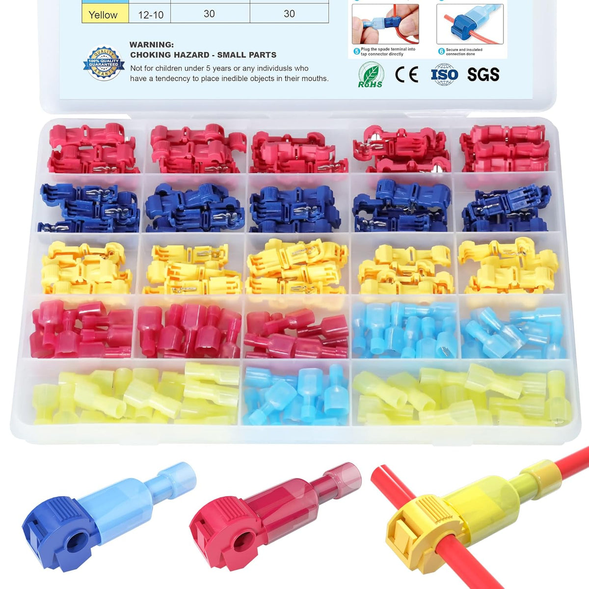 180 Pcs Self-Stripping Quick Splice Wire Terminals Kit Z93073