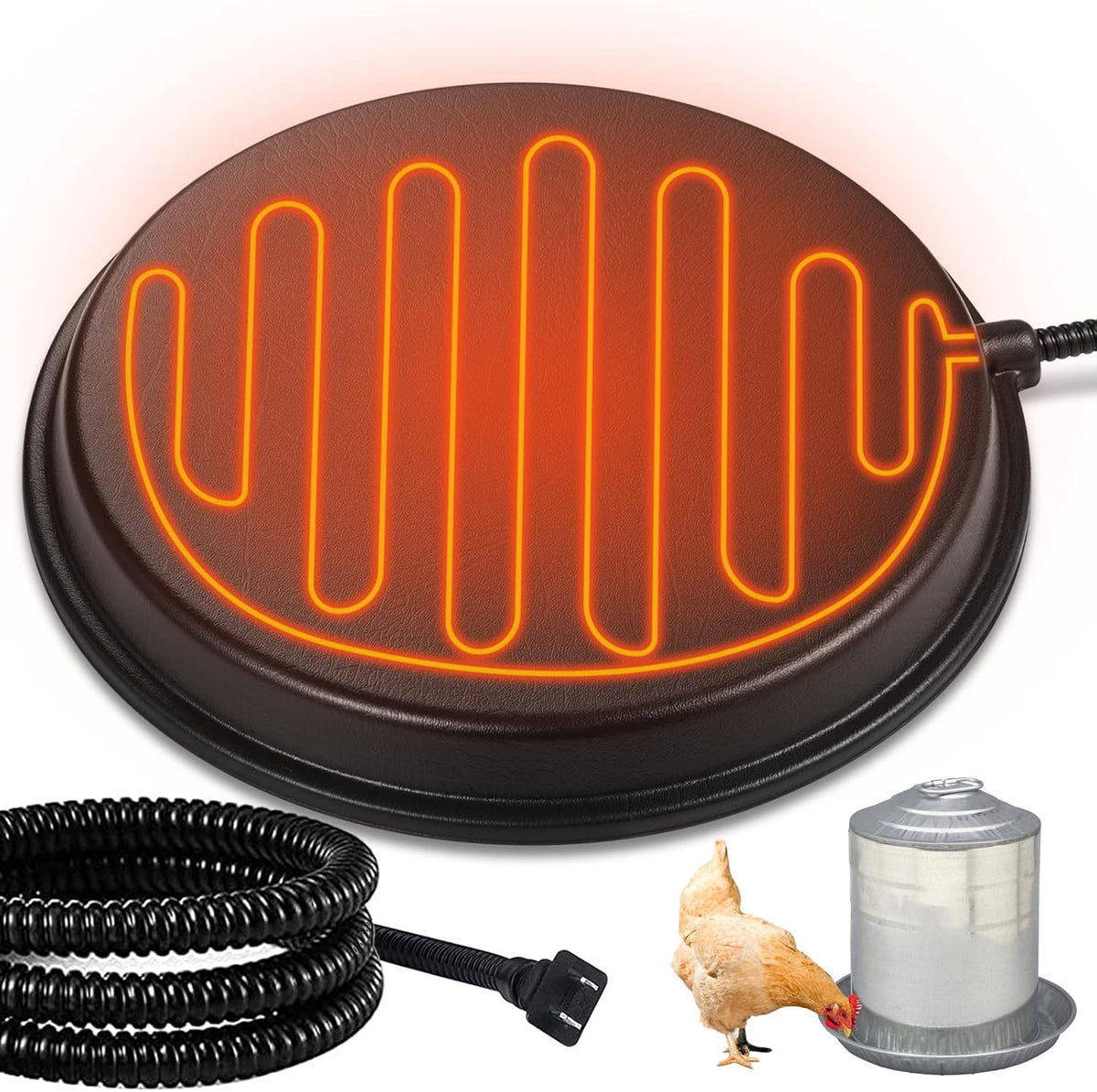 Chicken Waterer Heater 80 Watts Heated Base for Metal Poultry Founts V209189