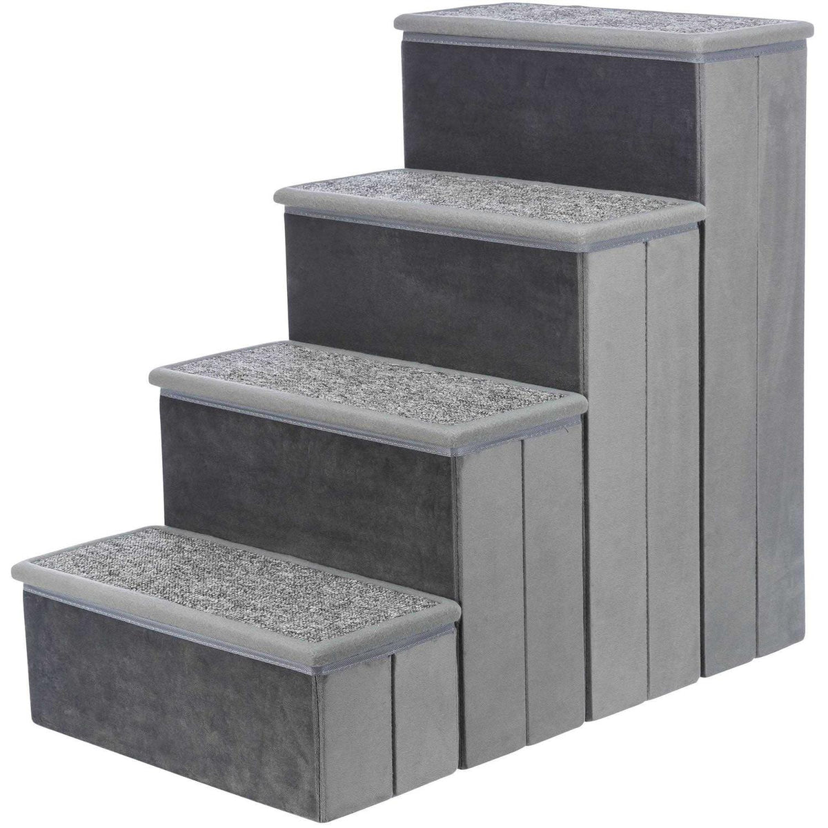 Velour Foldable 4-Step Pet Stairs with Storage D4783