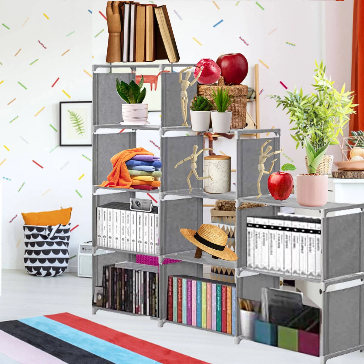 Blue 9 Cube Adjustable Bookcase I5029
