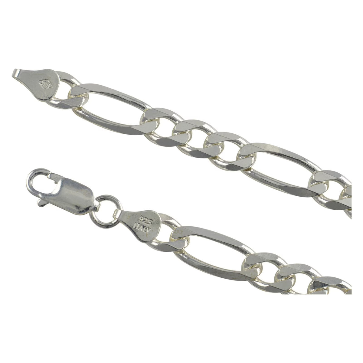 Solid .925 Sterling Silver Figaro Chain Bracelet O100