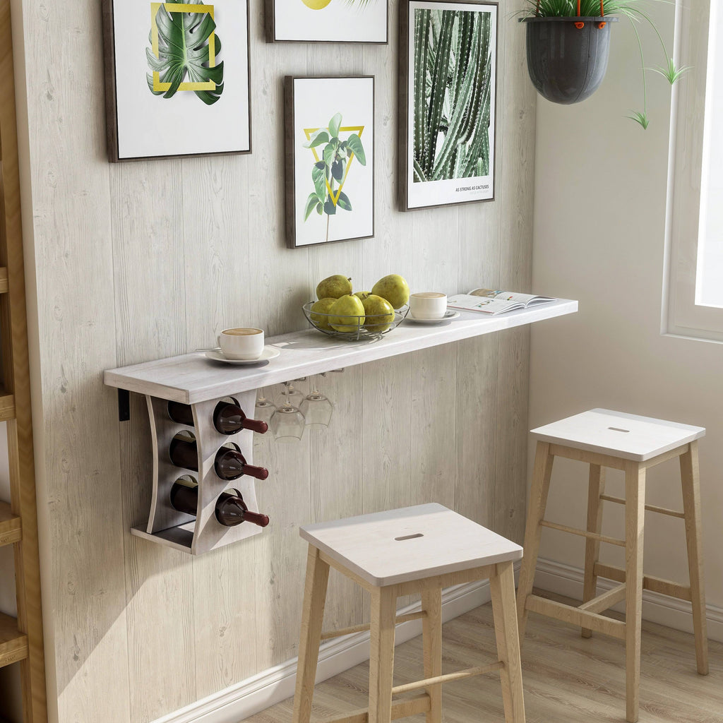 Distressed Grey Floating Wine Rack X1590