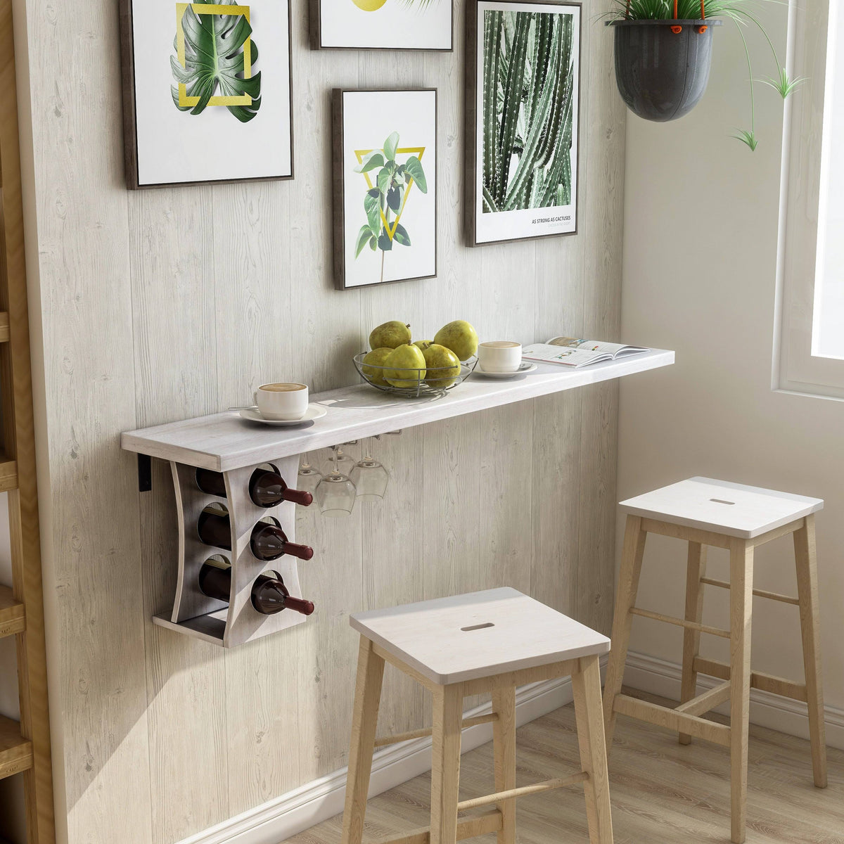 Distressed Grey Floating Wine Rack X1590