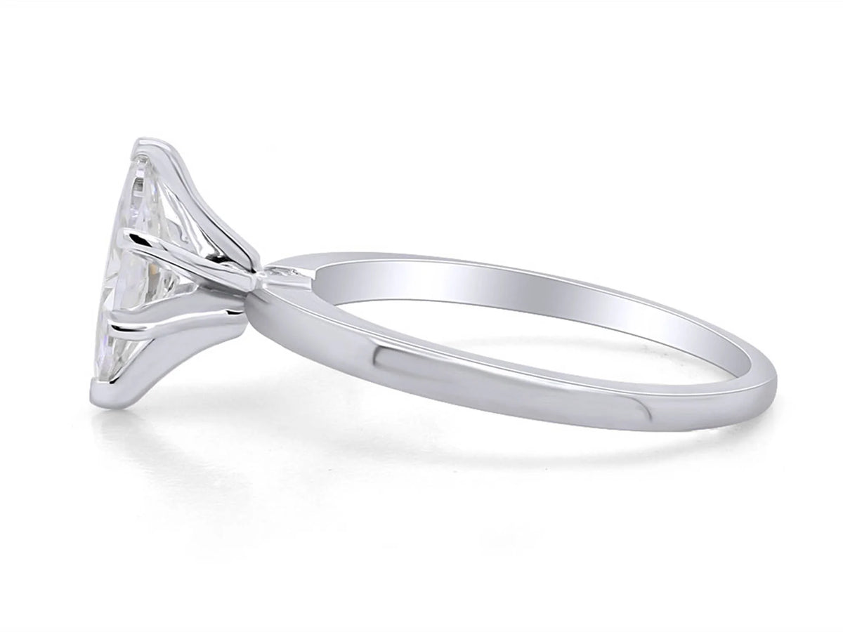 10K White Gold Marquise Cut Cubic Zirconia Solitaire Ring B718