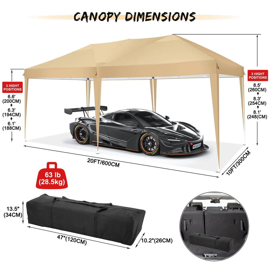 10' x 20' Pop Up Canopy Tent with Carrying Bag T329