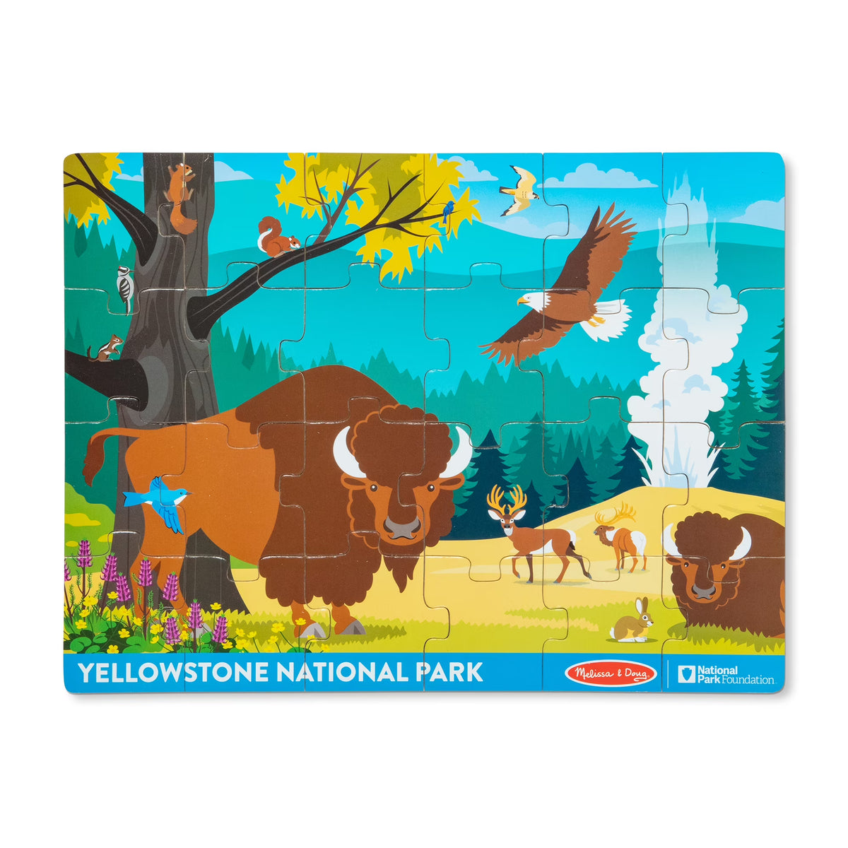 24 Pieces Wooden Jigsaw Puzzle with Animal and Plant ID Guide M422