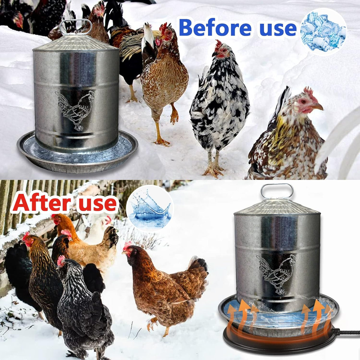 Chicken Waterer Heater 80 Watts Heated Base for Metal Poultry Founts V209189