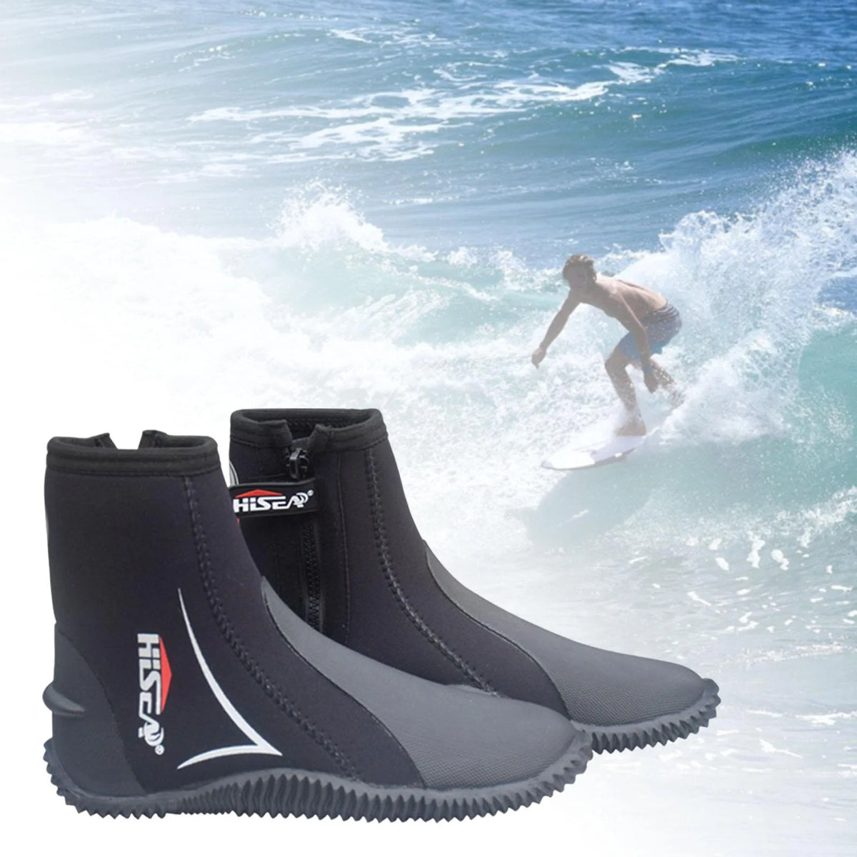 5mm Neoprene Scuba Diving Booties Wetsuit Boots Water Sports Unisex Anti Slip Rubber Sole Swim Surf for Wakeboarding Diving Kayaking Fishing 24.5-25 N689