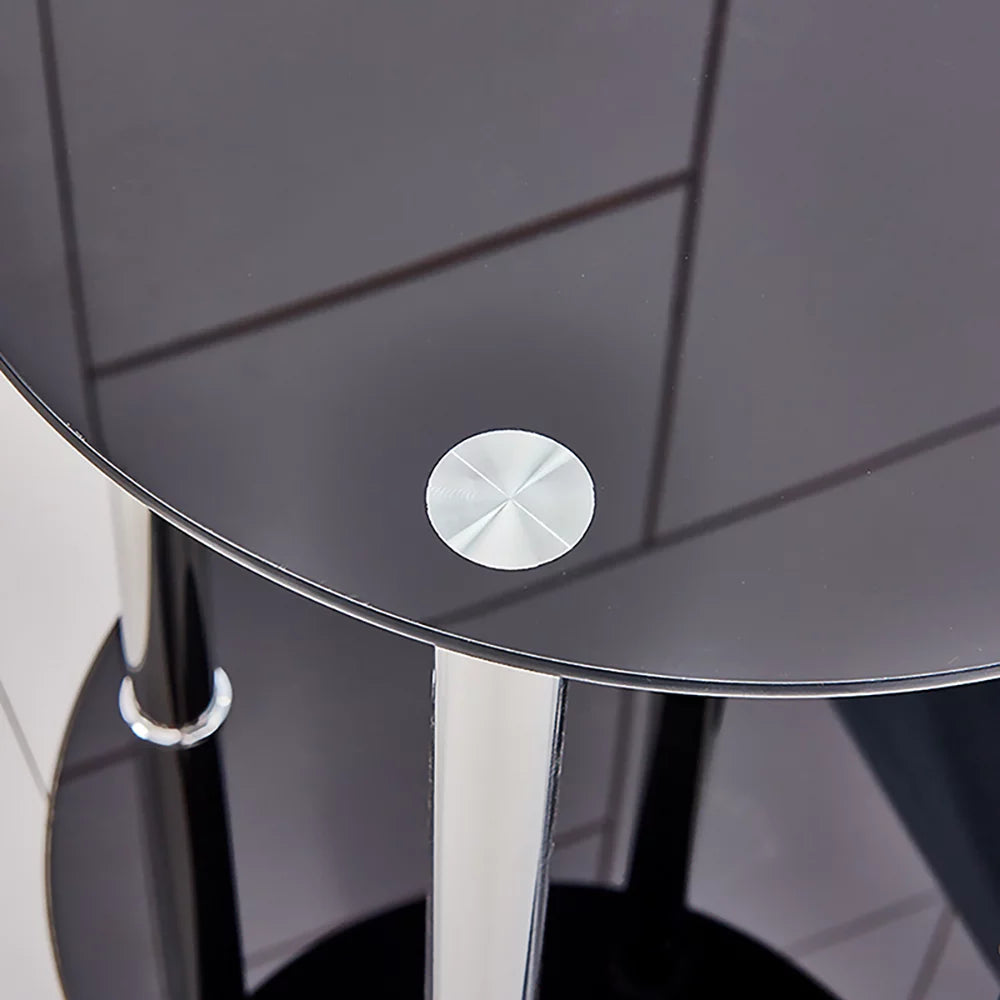 2-Tier Glass Top Chrome Finish Round End Table I985311