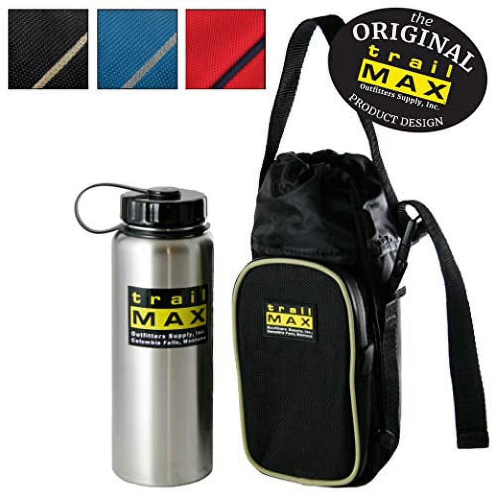 Black & Sand Insulated Padded Saddlebag with 1-Liter Stainless Steel Water Bottle W6847
