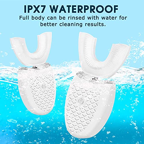 Ultrasonic Electric Toothbrush Adults, U Shaped 360° Cleaning Rechargeable IPX7 Waterproof F3599