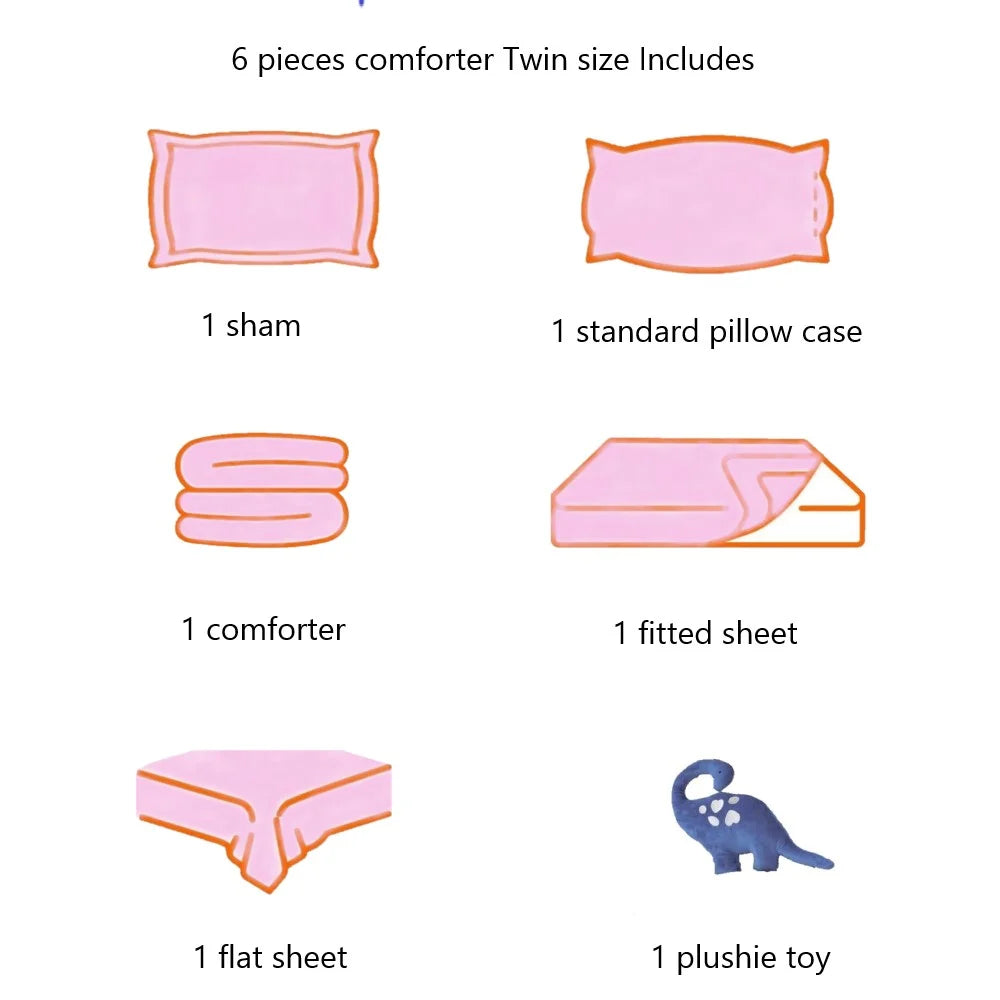 6 Piece Twin Pink Comforter and Sheet Set C610390