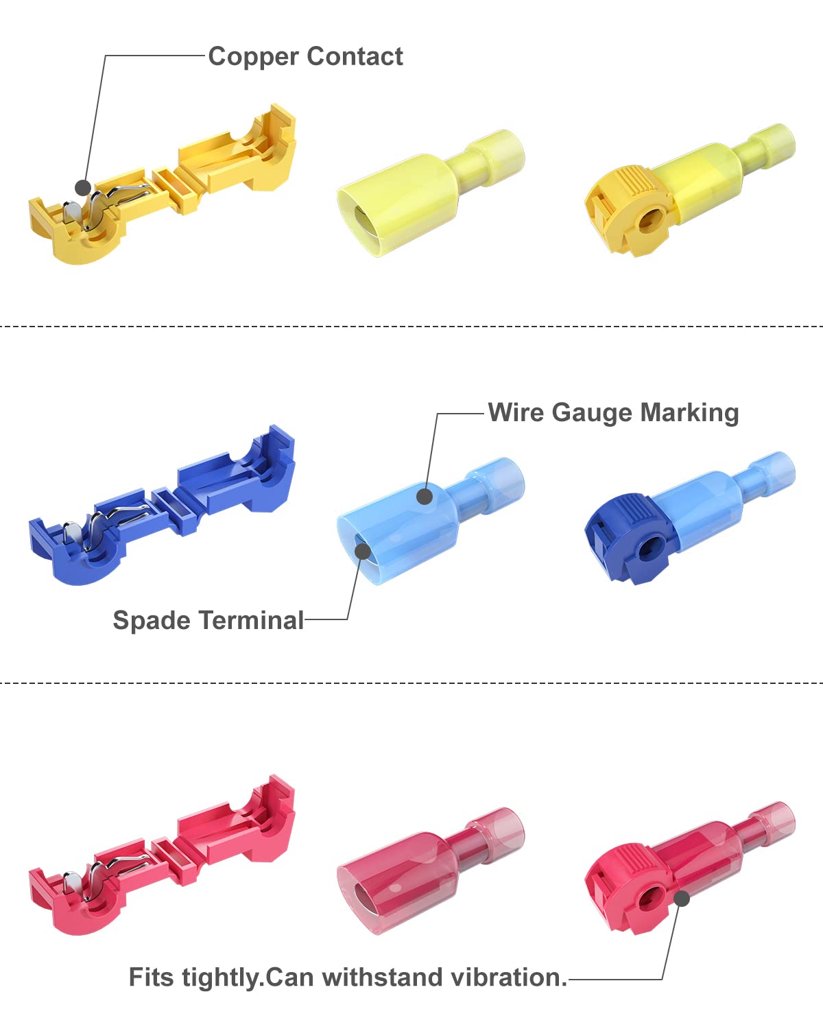 180 Pcs Self-Stripping Quick Splice Wire Terminals Kit Z93073