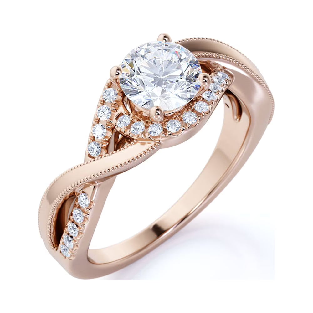 10K Rose Gold Twisted Band Engagement Ring U315