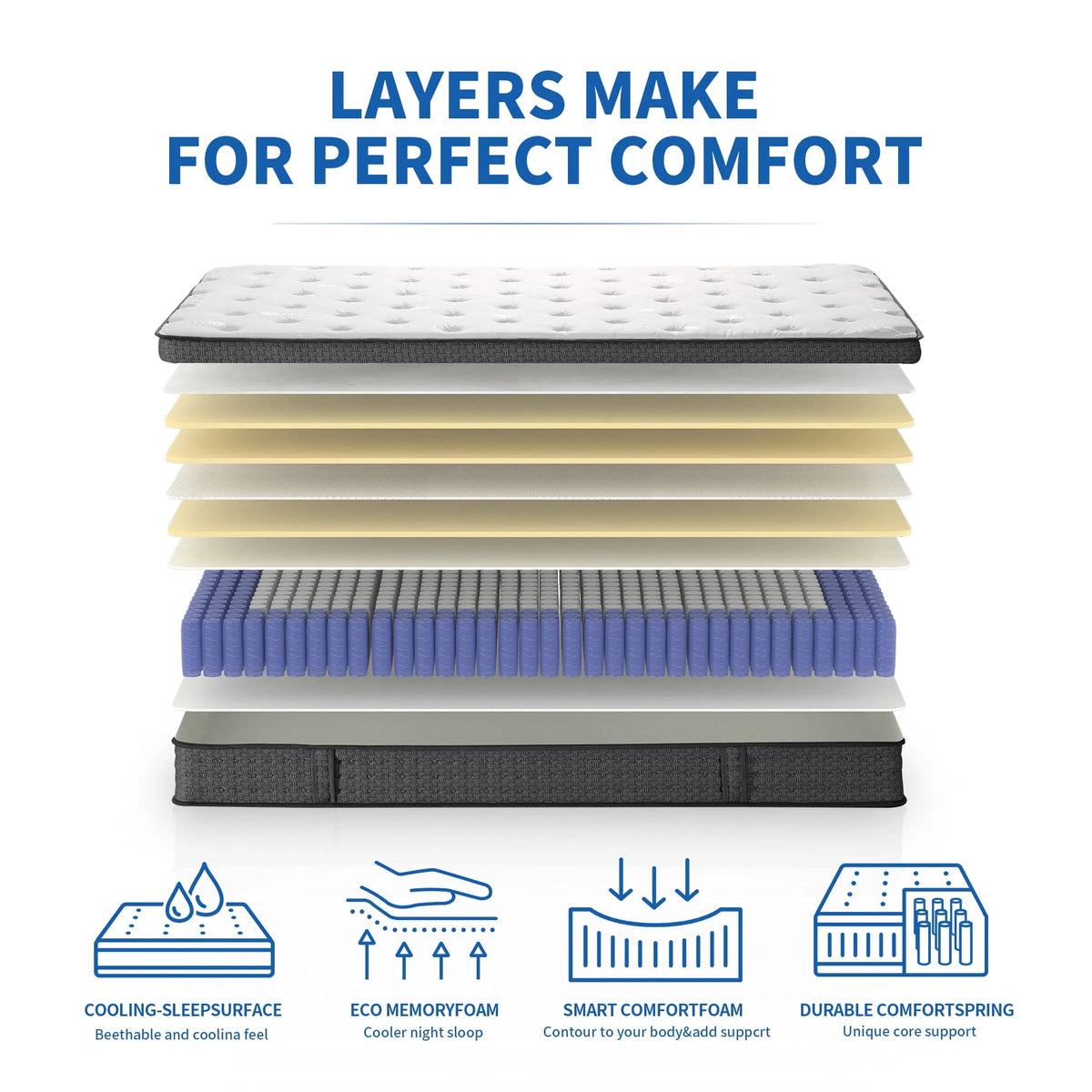 12 inch Full Size Gel Memory Foam Hybrid Mattress T928466