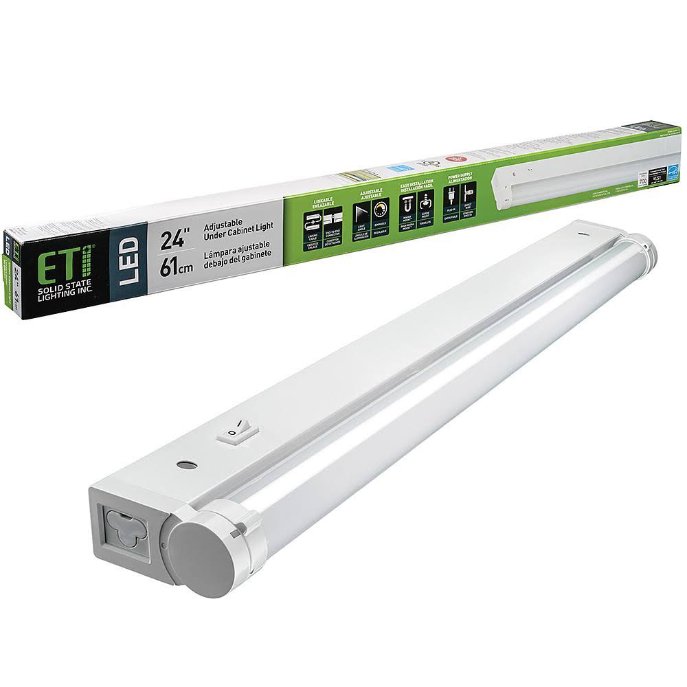 24 in. Linkable LED Under Cabinet Strip Light, White 700 Lumens 3000K Dimmable C12042