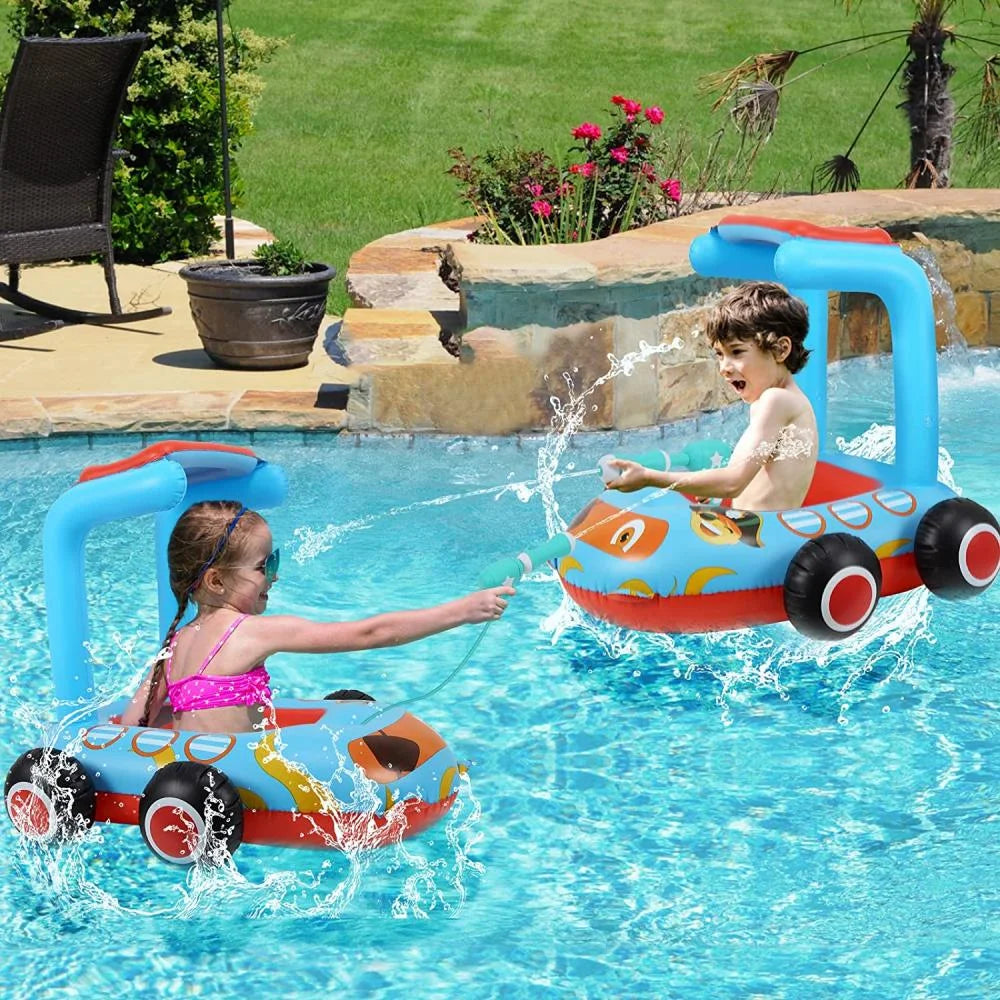 Toddlers Inflatable Pool Float Toys with Water Spray Gun Pirate Boat N34076