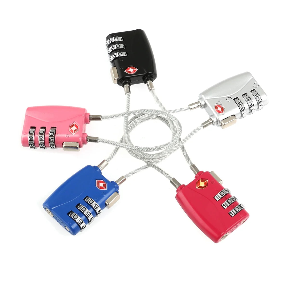 4pcs TSA Approved Cable Luggage Lock Padlock (Black) W884