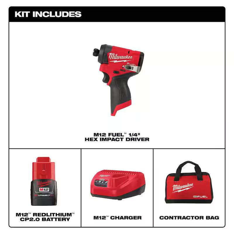 12-Volt Cordless 1/4 in. Hex Impact Driver Kit with 2.0Ah Battery and Bag U952785