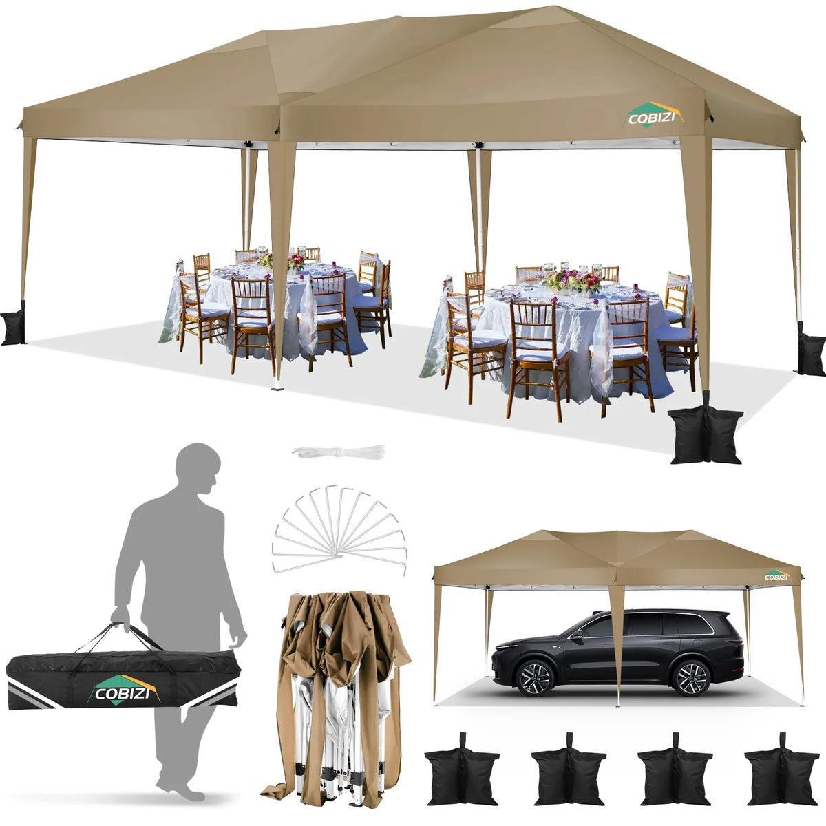 10' x 20' Pop Up Canopy Tent with Carrying Bag T329