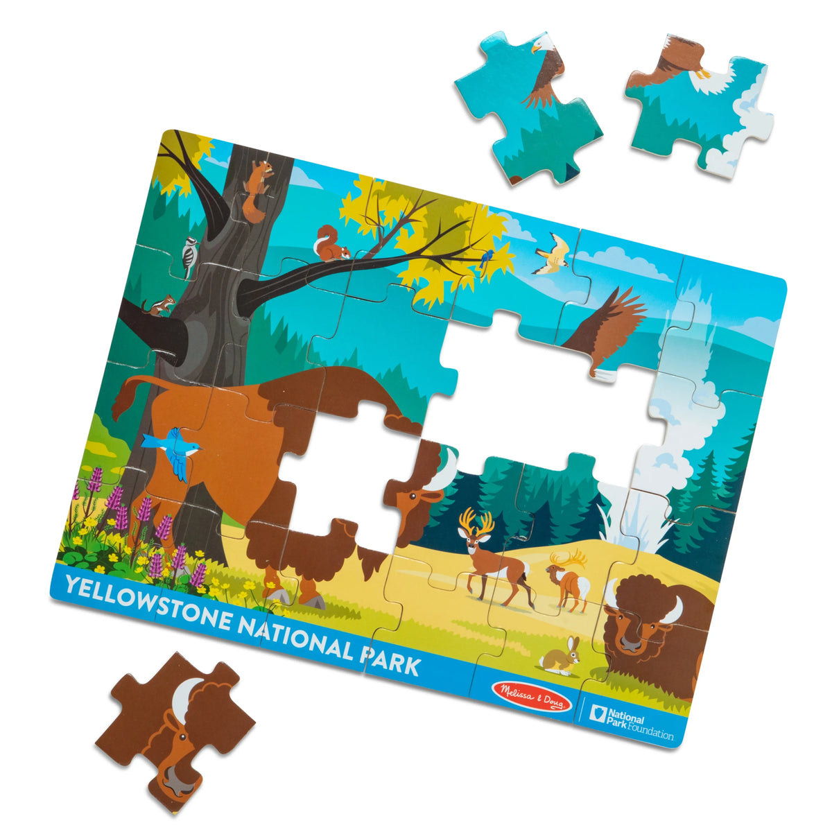 24 Pieces Wooden Jigsaw Puzzle with Animal and Plant ID Guide M422