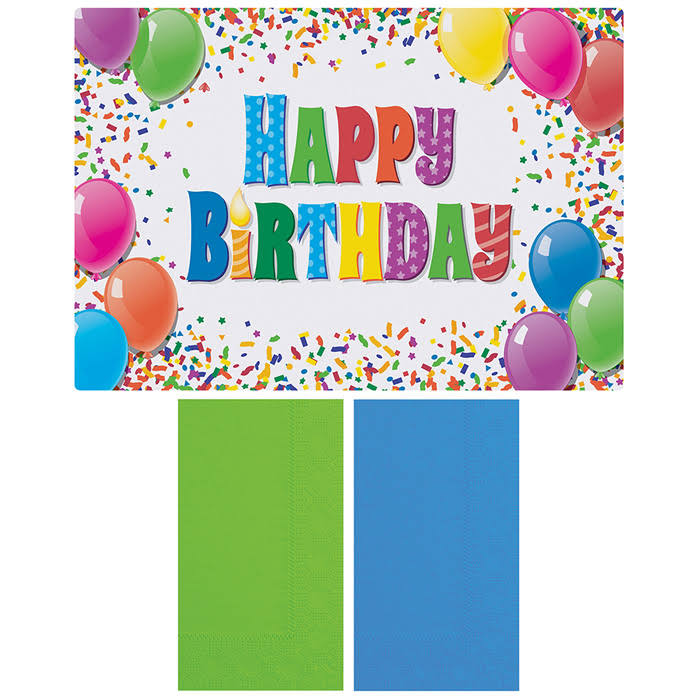 Paper Happy Birthday Placemat and Dinner Napkin Kit Combo Pack L2520
