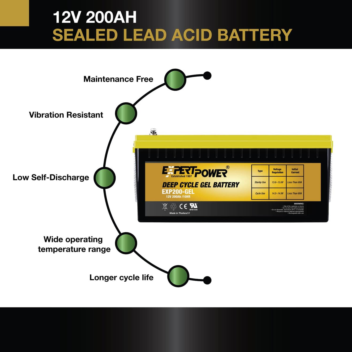 12V 200AH VRLA GEL Battery V8278
