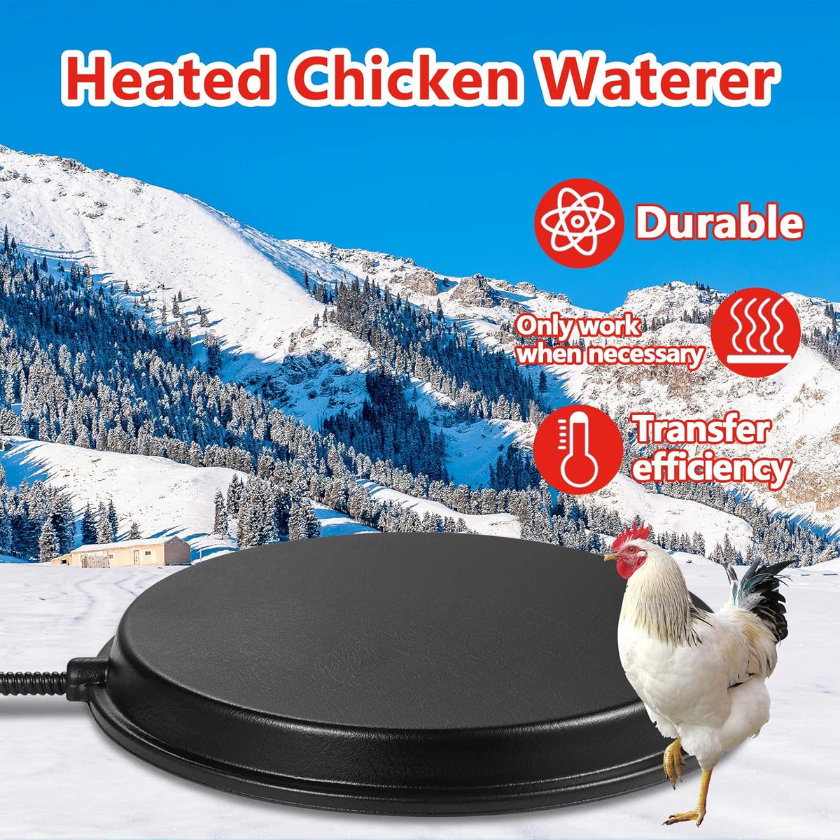Chicken Waterer Heater 80 Watts Heated Base for Metal Poultry Founts V209189