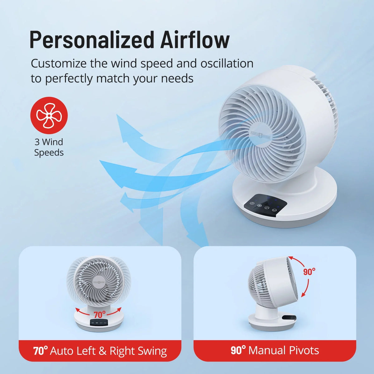 Black 3 Speeds 8 Oscillating Desk Fan M568
