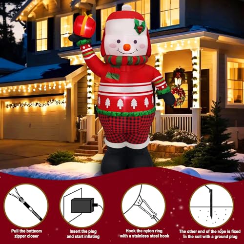 8FT Inflatable Snowman Christmas Decoration with LED Light B594005