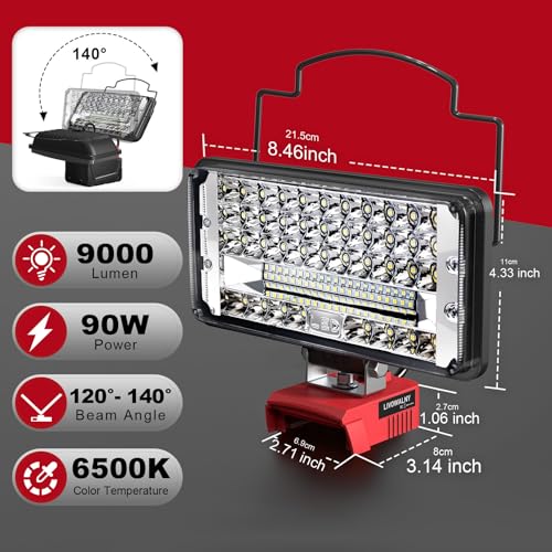 Portable LED Work Light 60W 6000LM Cordless Flood Lights V811