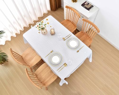 White Lace Rectangular 60x90 Inch Vinyl Tablecloth J6776