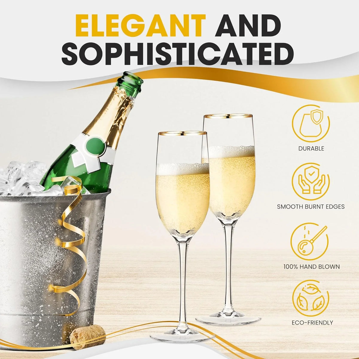 7.7 Oz Crystal Champagne Flutes Set Of 2 S4743
