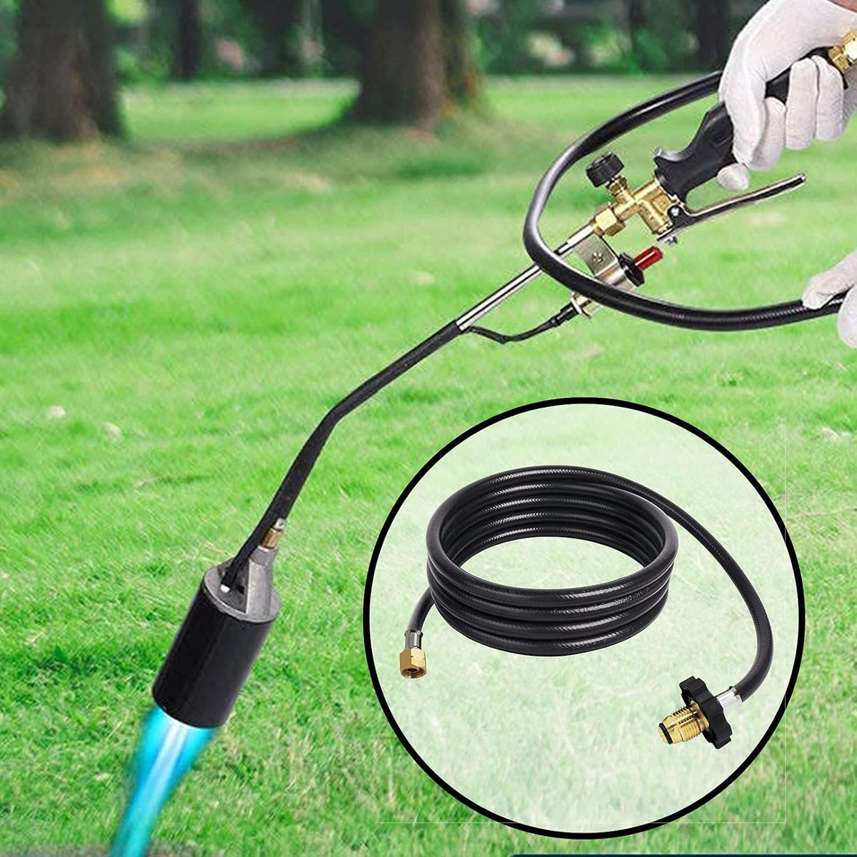 350PSI Soft Nose P.O.L Valve with 12 Feet Propane Weed Burner Torch Hose Adapter F652