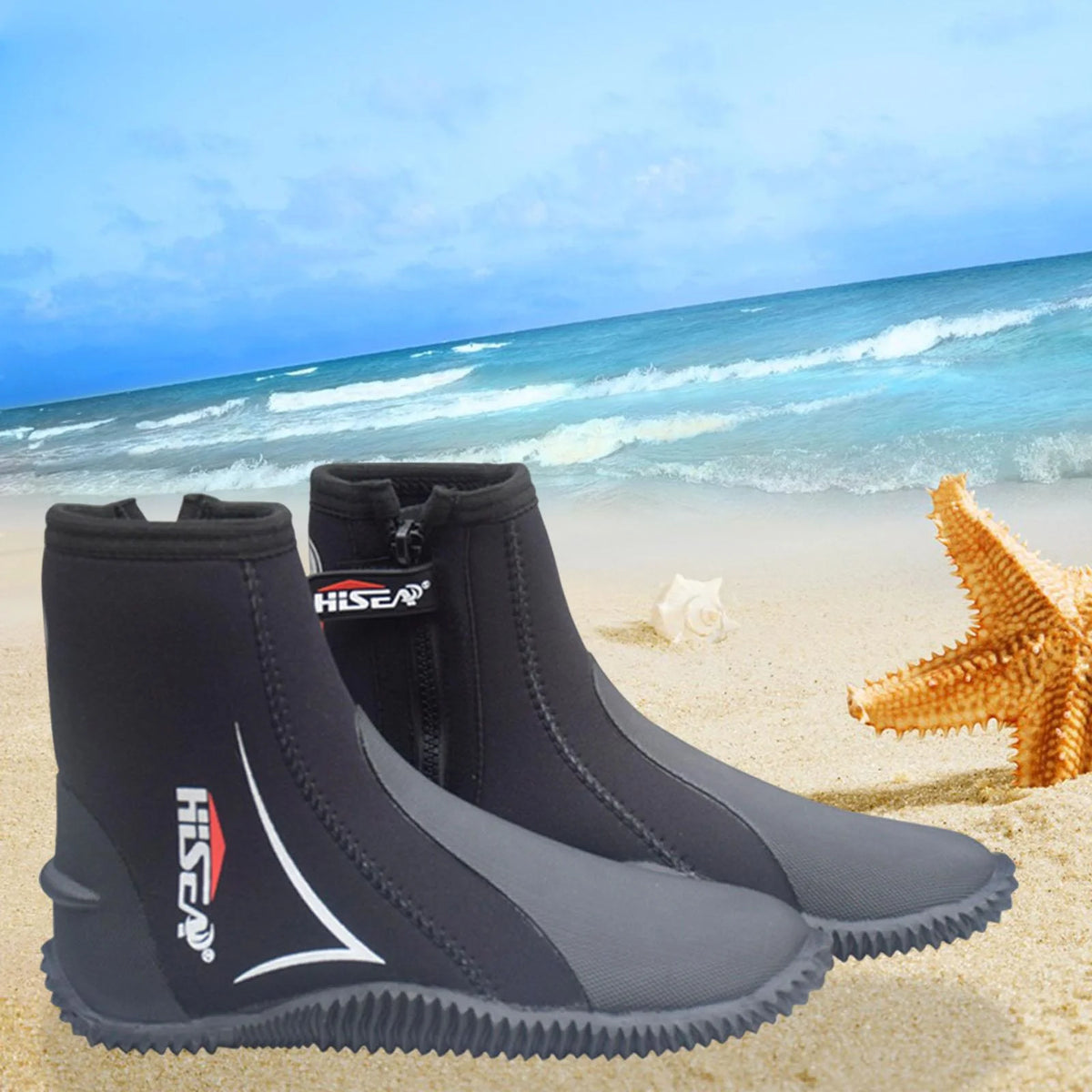 5mm Neoprene Scuba Diving Booties Wetsuit Boots Water Sports Unisex Anti Slip Rubber Sole Swim Surf for Wakeboarding Diving Kayaking Fishing 24.5-25 N689