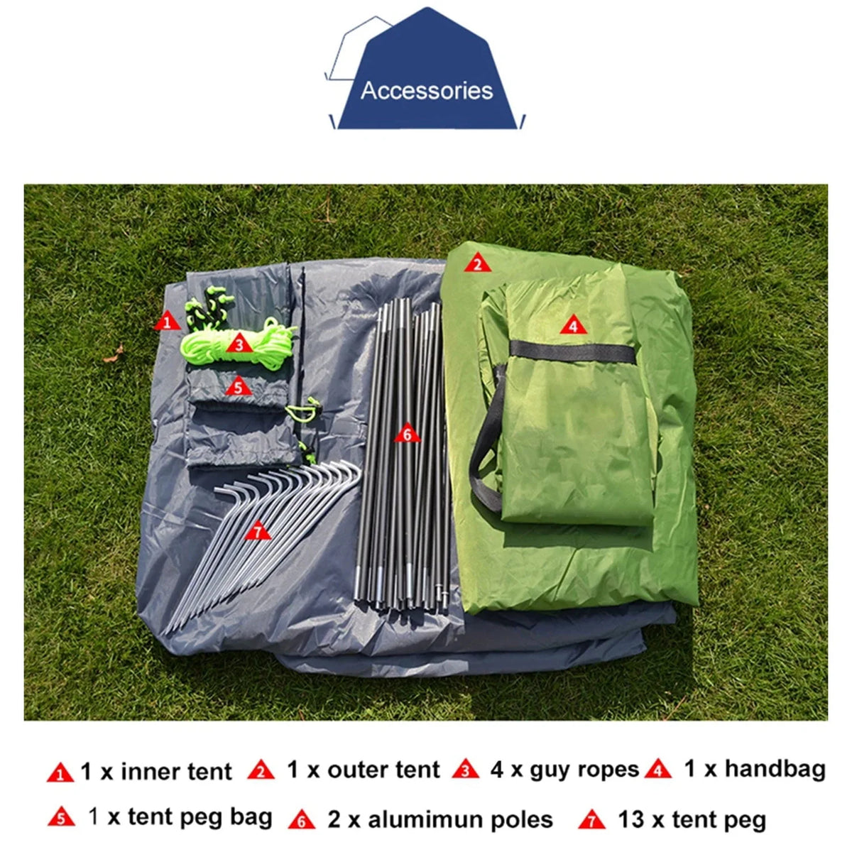 2 Person Waterproof Double Layer Camping Tent G53616