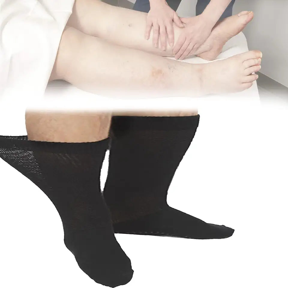 Extra Width Socks for Lymphedema & Diabetic, Bariatric Sock Stretches up to 30" for Swollen Feet(3 Pairs) H318
