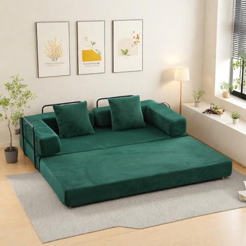 Dark Gray Corduroy Floor Sofa Bed with 2 Pillows V211342