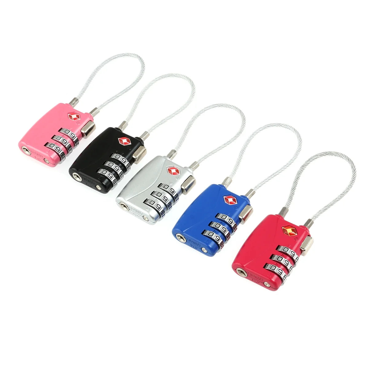 4pcs TSA Approved Cable Luggage Lock Padlock (Black) W884